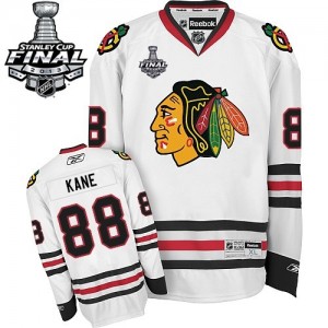 Reebok Chicago Blackhawks 88 Men's Patrick Kane Premier White Away Stanley Cup Finals NHL Jersey