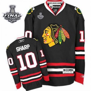 Reebok Chicago Blackhawks 10 Men's Patrick Sharp Authentic Black Third Stanley Cup Finals NHL Jersey