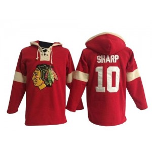 Old Time Hockey Chicago Blackhawks 10 Men's Patrick Sharp Authentic Red Pullover Hoodie NHL Jersey