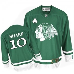 Reebok Chicago Blackhawks 10 Men's Patrick Sharp Authentic Green St Patty's Day NHL Jersey