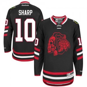Reebok Chicago Blackhawks 10 Men's Patrick Sharp Authentic Black Red Skull 2014 Stadium Series NHL Jersey