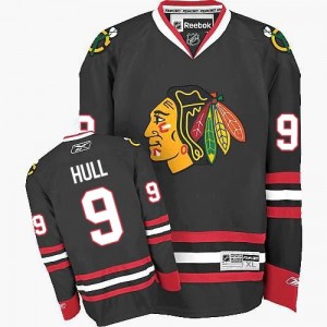 Reebok Chicago Blackhawks 9 Men's Bobby Hull Authentic Black Third NHL Jersey