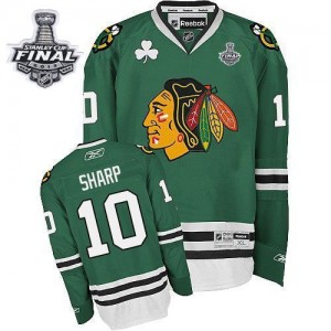 Reebok Chicago Blackhawks 10 Men's Patrick Sharp Premier Green Stanley Cup Finals NHL Jersey