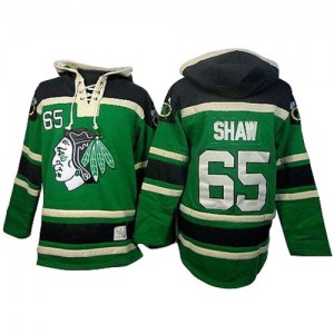 Old Time Hockey Chicago Blackhawks 65 Men's Andrew Shaw Authentic Green St. Patrick's Day McNary Lace Hoodie NHL Jersey