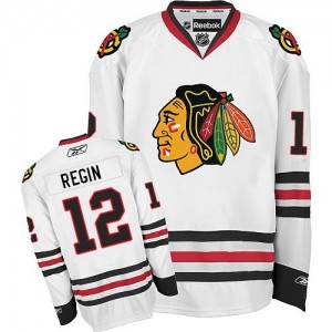Reebok Chicago Blackhawks 12 Men's Peter Regin Premier White Away NHL Jersey