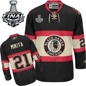 Reebok Chicago Blackhawks 21 Men's Stan Mikita Authentic Black New Third Stanley Cup Finals NHL Jersey