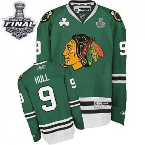 Reebok Chicago Blackhawks 9 Men's Bobby Hull Authentic Green Stanley Cup Finals NHL Jersey