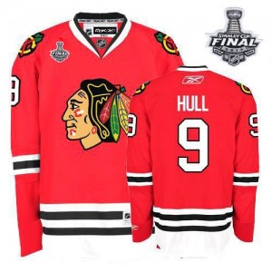 Reebok Chicago Blackhawks 9 Men's Bobby Hull Premier Red Home Stanley Cup Finals NHL Jersey