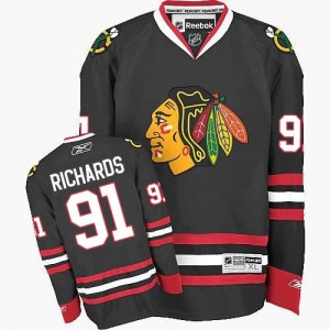 Reebok Chicago Blackhawks 91 Men's Brad Richards Premier Black Third NHL Jersey