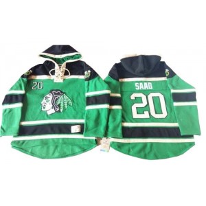Old Time Hockey Chicago Blackhawks 20 Men's Brandon Saad Premier Green St. Patrick's Day McNary Lace Hoodie NHL Jersey