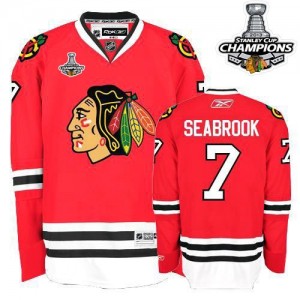 Reebok Chicago Blackhawks 7 Men's Brent Seabrook Authentic Red 2013 Stanley Cup Champions NHL Jersey