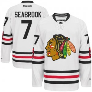 Reebok Chicago Blackhawks 7 Men's Brent Seabrook Authentic White 2015 Winter Classic NHL Jersey