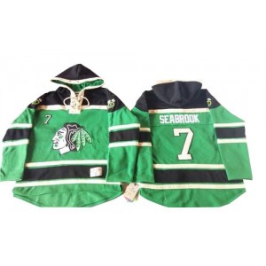 Old Time Hockey Chicago Blackhawks 7 Men's Brent Seabrook Authentic Green St. Patrick's Day McNary Lace Hoodie NHL Jersey