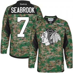 Reebok Chicago Blackhawks 7 Men's Brent Seabrook Premier Camo Veterans Day Practice NHL Jersey