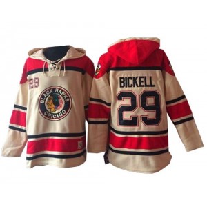 Old Time Hockey Chicago Blackhawks 29 Men's Bryan Bickell Authentic Cream Sawyer Hooded Sweatshirt NHL Jersey