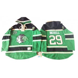 Old Time Hockey Chicago Blackhawks 29 Men's Bryan Bickell Authentic Green St. Patrick's Day McNary Lace Hoodie NHL Jersey
