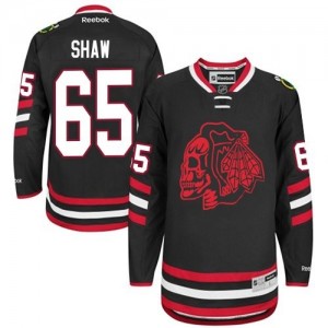Reebok Chicago Blackhawks 65 Men's Andrew Shaw Premier Black Red Skull 2014 Stadium Series NHL Jersey