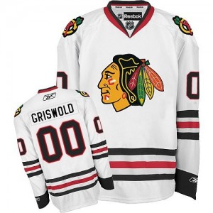 Reebok Chicago Blackhawks 00 Men's Clark Griswold Authentic White Away NHL Jersey