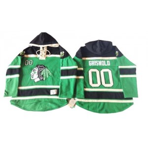 Old Time Hockey Chicago Blackhawks 00 Men's Clark Griswold Premier Green St. Patrick's Day McNary Lace Hoodie NHL Jersey