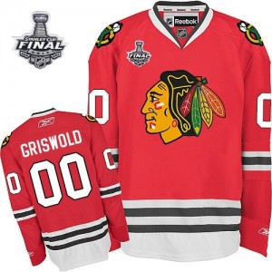 Reebok Chicago Blackhawks 00 Men's Clark Griswold Authentic Red 2013 Stanley Cup Champions NHL Jersey