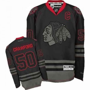 Reebok Chicago Blackhawks 50 Men's Corey Crawford Authentic Black Ice NHL Jersey