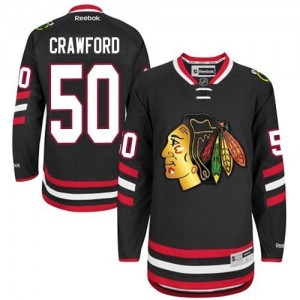 Reebok Chicago Blackhawks 50 Men's Corey Crawford Authentic Black 2014 Stadium Series NHL Jersey