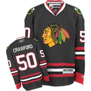 Reebok Chicago Blackhawks 50 Men's Corey Crawford Authentic Black Third NHL Jersey