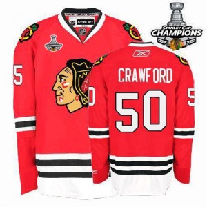 Reebok Chicago Blackhawks 50 Men's Corey Crawford Authentic Red 2013 Stanley Cup Champions NHL Jersey