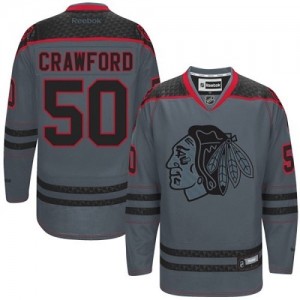 Reebok Chicago Blackhawks 50 Men's Corey Crawford Authentic Storm Cross Check Fashion NHL Jersey