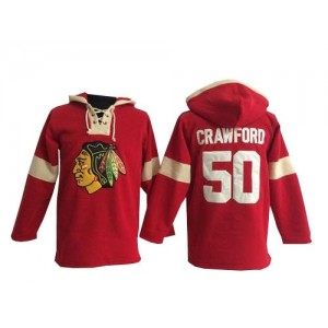 Old Time Hockey Chicago Blackhawks 50 Men's Corey Crawford Authentic Red Pullover Hoodie NHL Jersey