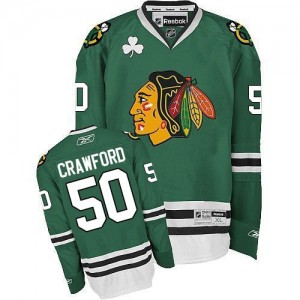 Reebok Chicago Blackhawks 50 Men's Corey Crawford Premier Green NHL Jersey