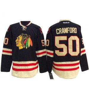 Reebok Chicago Blackhawks 50 Men's Corey Crawford Premier Black 2015 Winter Classic NHL Jersey