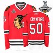 Reebok Chicago Blackhawks 50 Men's Corey Crawford Premier Red 2013 Stanley Cup Champions NHL Jersey