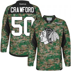 Reebok Chicago Blackhawks 50 Men's Corey Crawford Premier Camo Veterans Day Practice NHL Jersey