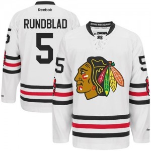 Reebok Chicago Blackhawks 5 Men's David Rundblad Authentic White 2015 Winter Classic NHL Jersey