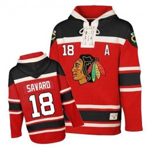 Old Time Hockey Chicago Blackhawks 18 Men's Denis Savard Authentic Red Sawyer Hooded Sweatshirt NHL Jersey