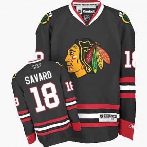 Reebok Chicago Blackhawks 18 Men's Denis Savard Premier Black Third NHL Jersey
