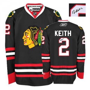 Reebok Chicago Blackhawks 2 Men's Duncan Keith Authentic Black Autographed Third NHL Jersey