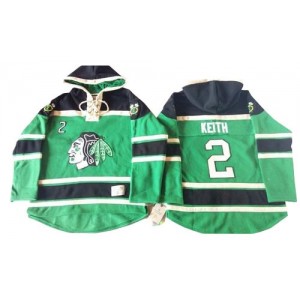 Old Time Hockey Chicago Blackhawks 2 Men's Duncan Keith Authentic Green St. Patrick's Day McNary Lace Hoodie NHL Jersey