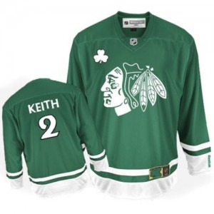 Reebok Chicago Blackhawks 2 Men's Duncan Keith Authentic Green St Patty's Day NHL Jersey