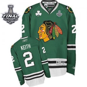 Reebok Chicago Blackhawks 2 Men's Duncan Keith Authentic Green Stanley Cup Finals NHL Jersey