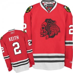Reebok Chicago Blackhawks 2 Men's Duncan Keith Authentic Red Red Skull NHL Jersey