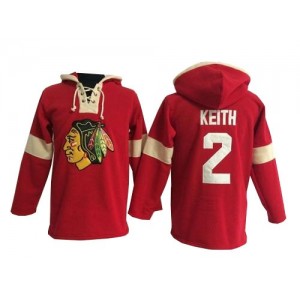 Old Time Hockey Chicago Blackhawks 2 Men's Duncan Keith Authentic Red Pullover Hoodie NHL Jersey