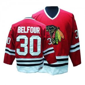 CCM Chicago Blackhawks 30 Men's ED Belfour Authentic Red Throwback NHL Jersey
