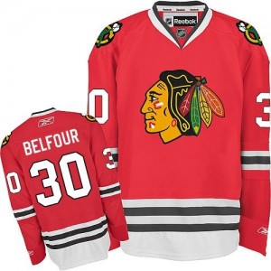 Reebok Chicago Blackhawks 30 Men's ED Belfour Premier Red Home NHL Jersey