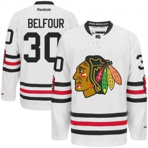 Reebok Chicago Blackhawks 30 Men's ED Belfour Premier White 2015 Winter Classic NHL Jersey