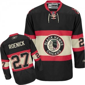 Reebok Chicago Blackhawks 27 Men's Jeremy Roenick Premier Black New Third NHL Jersey