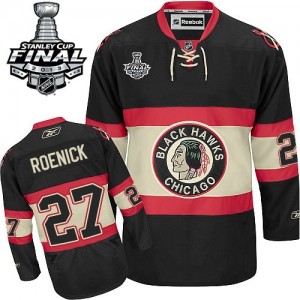 Reebok Chicago Blackhawks 27 Men's Jeremy Roenick Premier Black New Third Stanley Cup Finals NHL Jersey