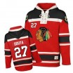 Old Time Hockey Chicago Blackhawks 27 Men's Johnny Oduya Authentic Red Sawyer Hooded Sweatshirt NHL Jersey
