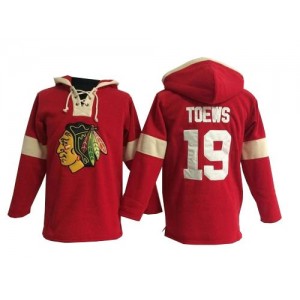 Old Time Hockey Chicago Blackhawks 19 Men's Jonathan Toews Authentic Red Pullover Hoodie NHL Jersey